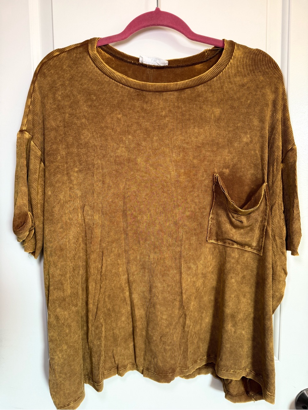 Zenana Washed Short Sleeve Pocket Tee